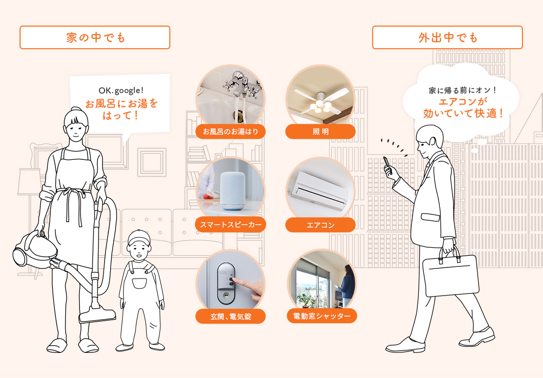 IoT住宅なら、家や外出先から設備の操作ができて便利で快適！